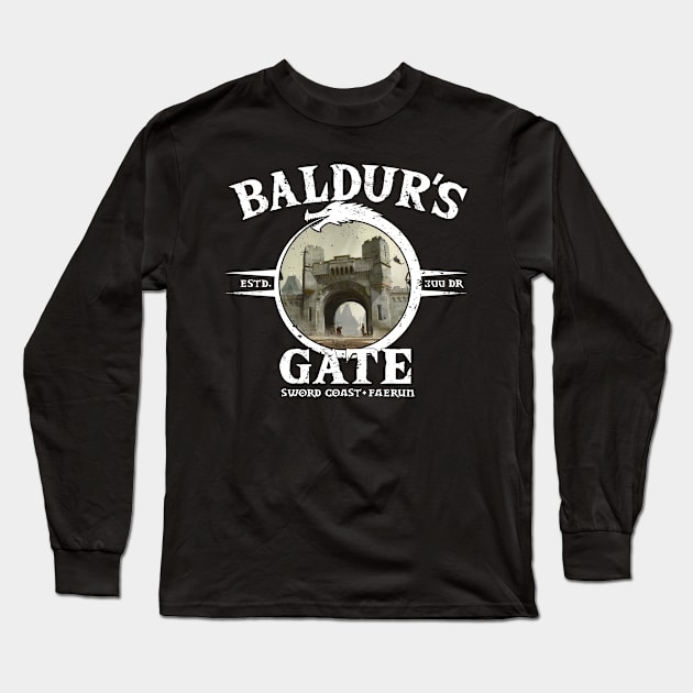 Baldu'rs Gate (Black Print) Long Sleeve T-Shirt by Miskatonic Designs